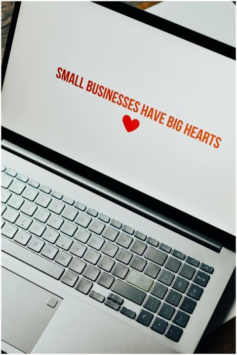 Close-up of laptop displaying 'Small Businesses Ha