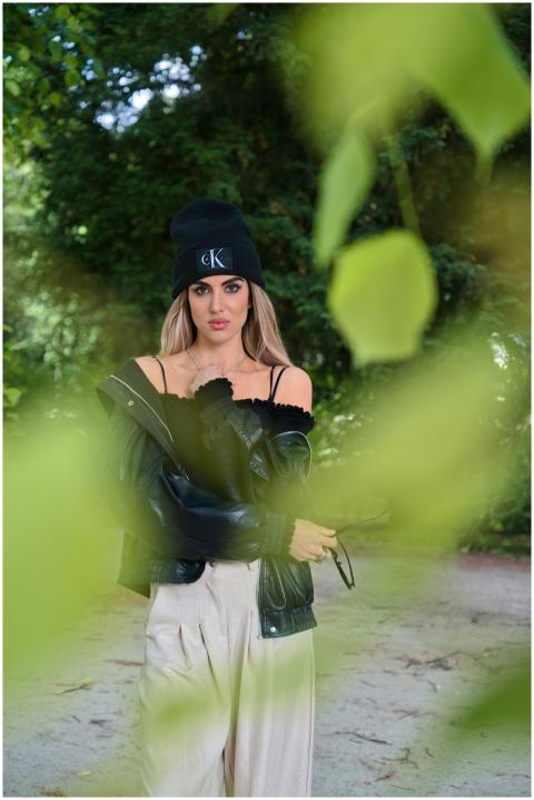 Fashionable Woman Outdoors Stylish