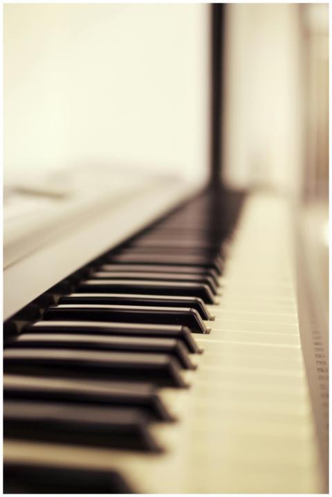 A classic close-up of piano keys with a soft focus