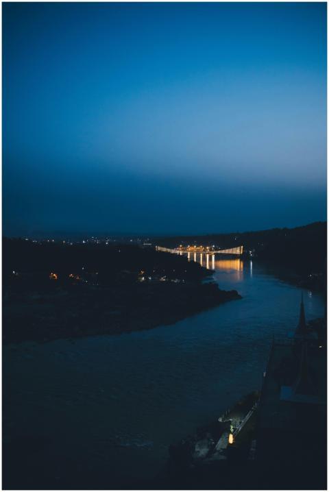 Twilight over Rishikesh with the iconic bridge ref