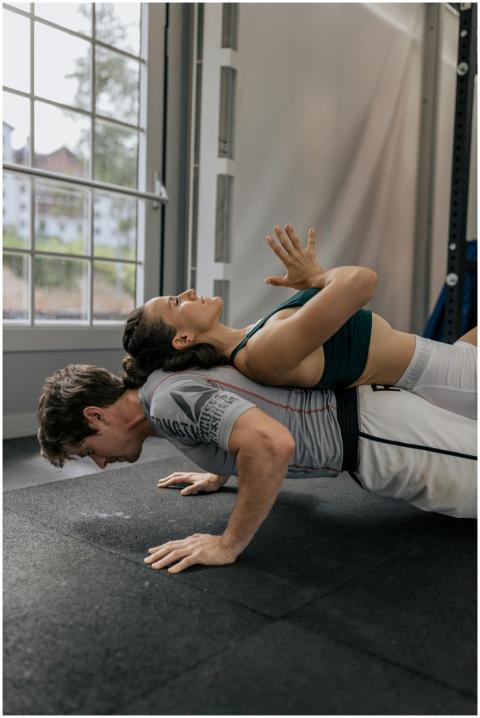 Dynamic workout scene of a man doing push-ups with