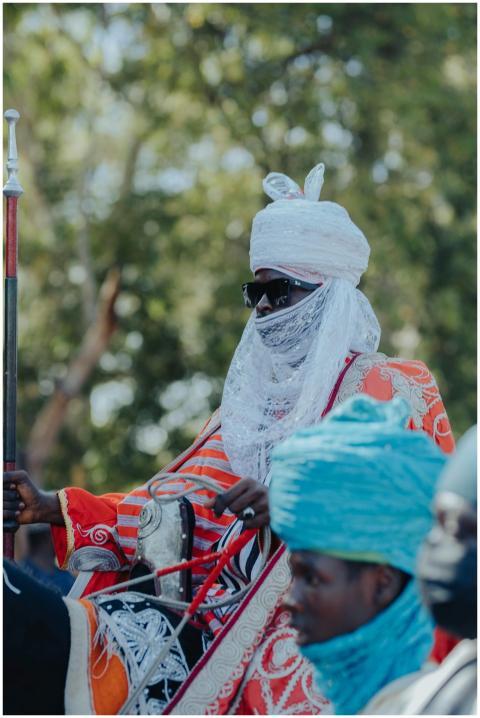 Vibrant image of a traditional African horseman in