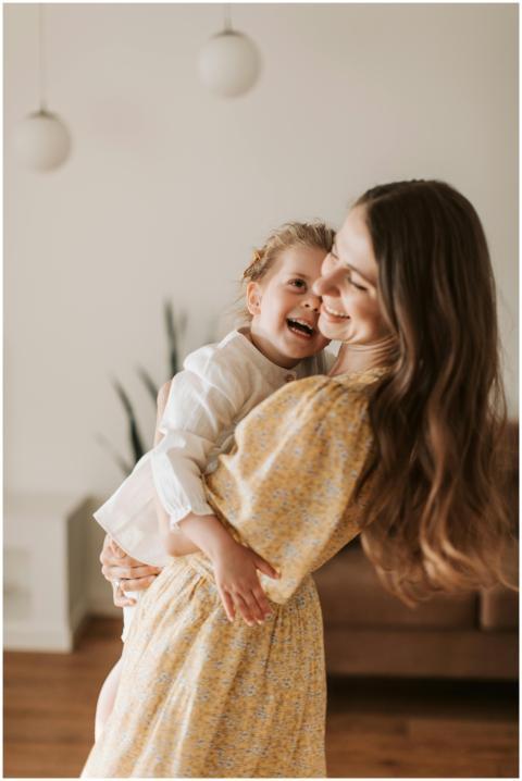 A happy mother and daughter sharing a joyful momen
