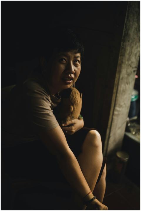 Moody Portrait Woman Dimly