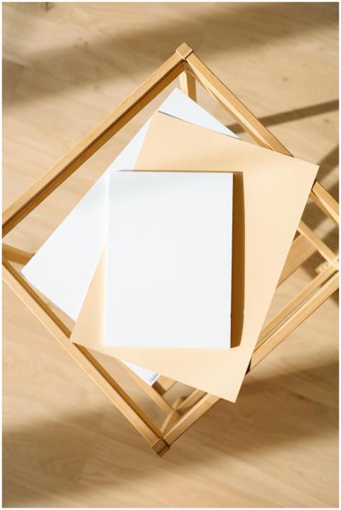 Stylish minimalist design featuring stacked papers