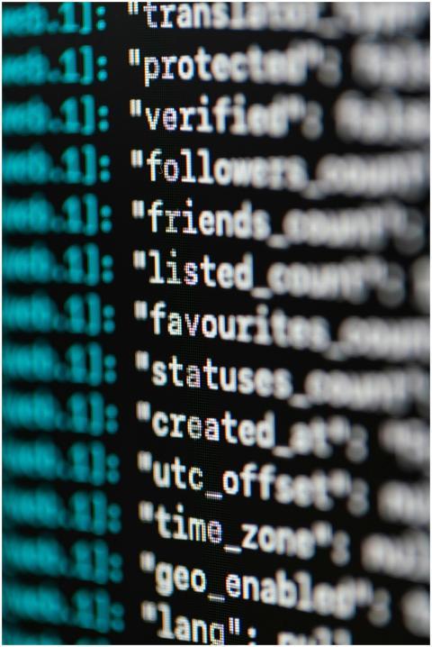 Extreme close-up of computer code displaying vario