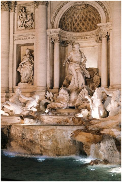 Stunning night view of the iconic Trevi Fountain i