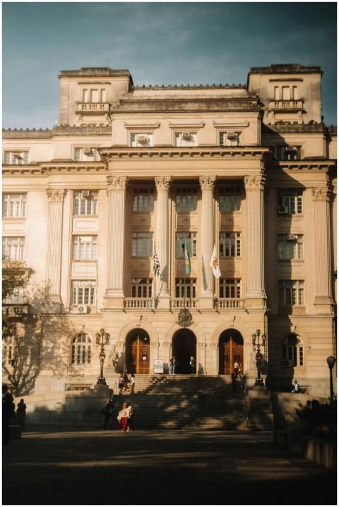 Elegant historic building with grand columns and f