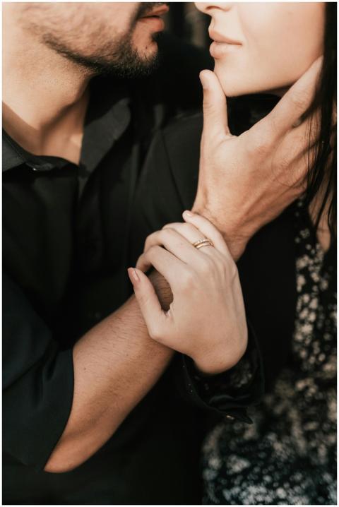 Close-up of a loving couple sharing a gentle and i