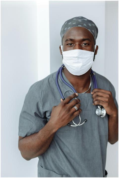 Portrait of a healthcare worker wearing a face mas