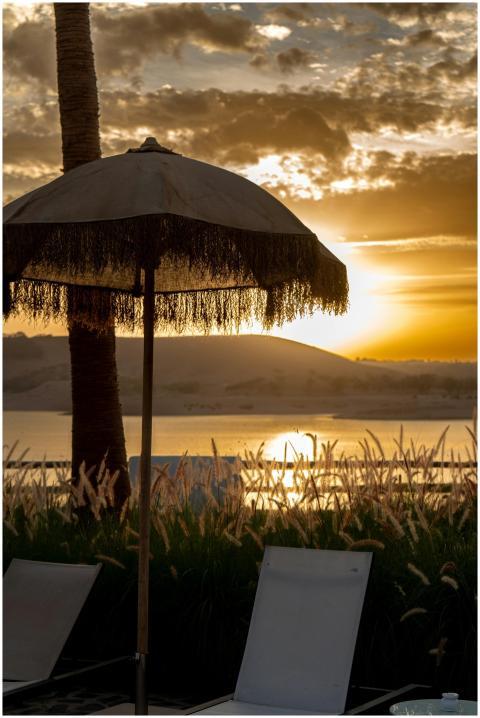 Serene Sunset Lake Umbrella