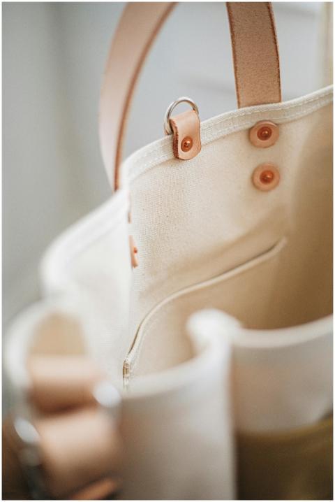 Elegant canvas tote bag with leather accents, show