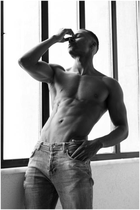 Artistic black and white fashion photograph of a s