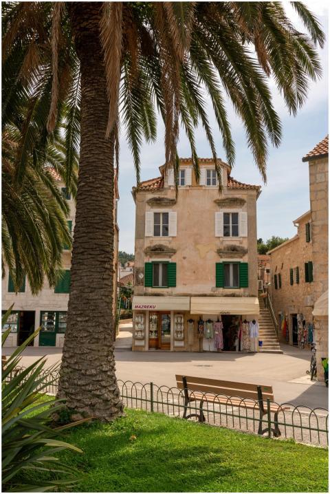 Picturesque street scene with traditional stone bu