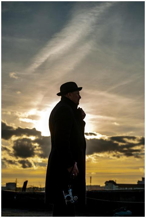 Silhouette Man Drone Sunset