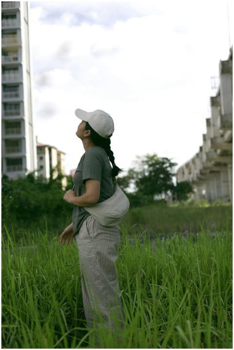 Woman Gazing Skyscrapers Urban