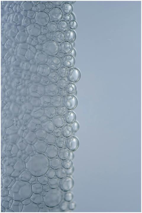 Detailed view of transparent bubbles clustered on