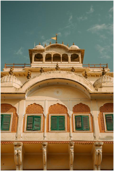 An elegant view of Jaipur's City Palace, featuring