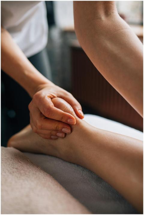 Soothing foot massage in a calm indoor setting, pr