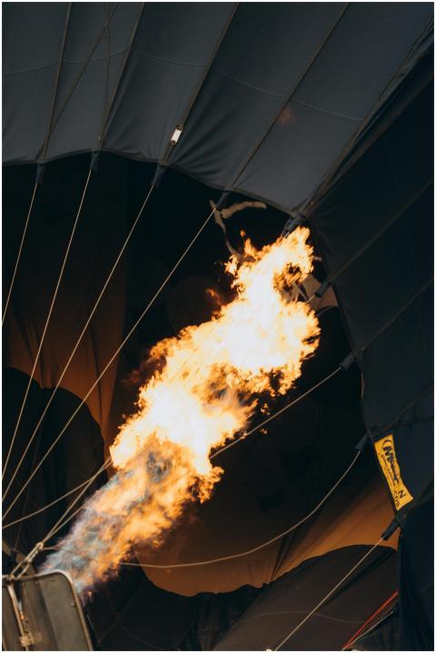 Intense fiery blast inside a hot air balloon durin