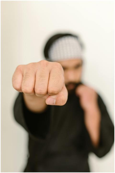 Close-up image of a martial artist's fist, showcas