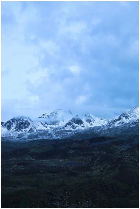 Breathtaking view of snow-capped mountains and clo