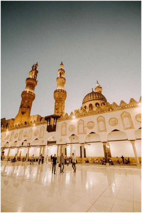 Beautiful evening view of a mosque with intricate