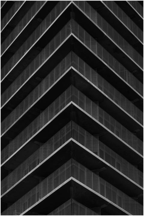 Striking abstract view of an urban office building