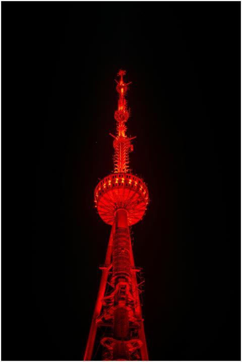 Stunning night shot of Tbilisi TV Tower illuminate