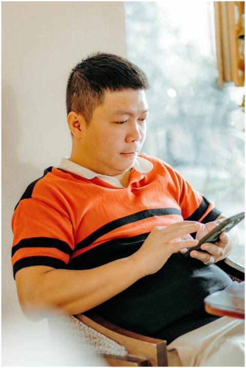 Young Man Orange Shirt