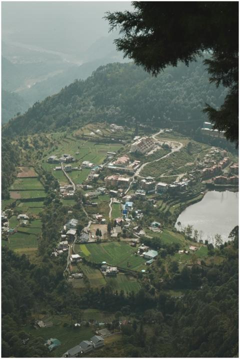 Aerial Scenic Mountain Village
