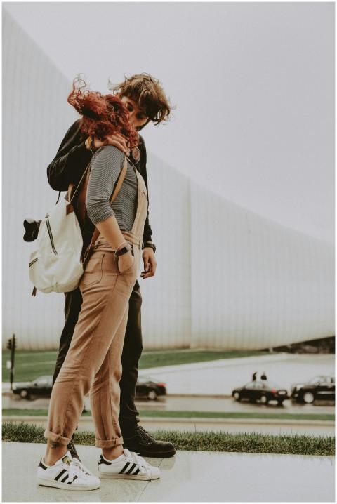 Couple sharing an intimate moment outdoors in Baku