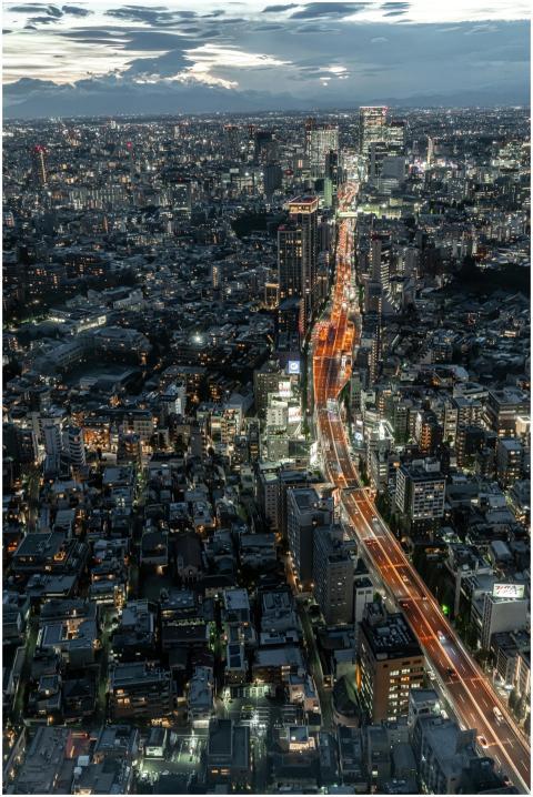 Stunning aerial view of Tokyo's illuminated citysc