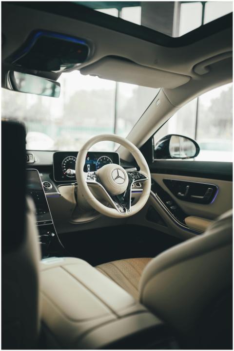Luxurious Mercedes car interior showcasing modern