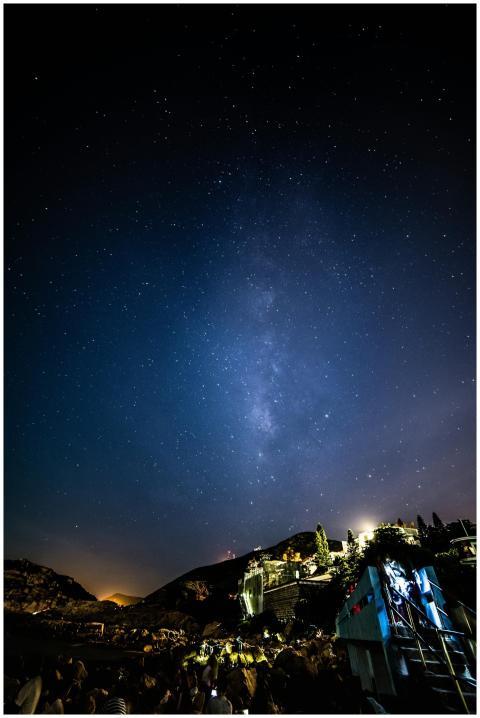 Idyllic starry night sky view illuminating Hong Ko