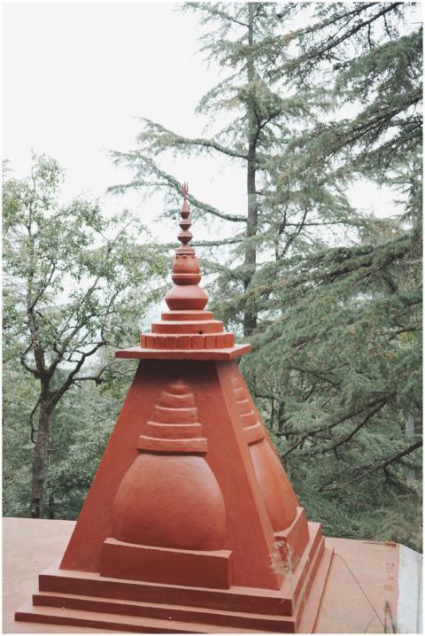 Rustic Red Stupa Peaceful
