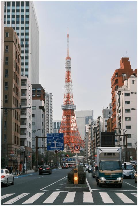 A cityscape featuring Tokyo Tower, captured from s