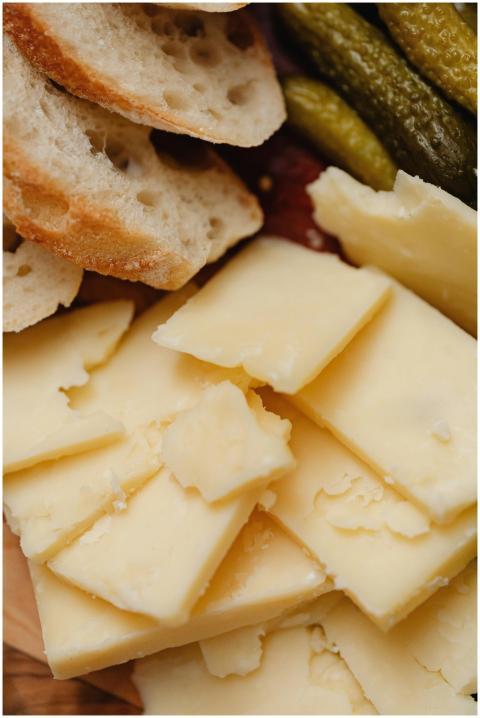 Delicious assortment featuring sliced cheese, rust