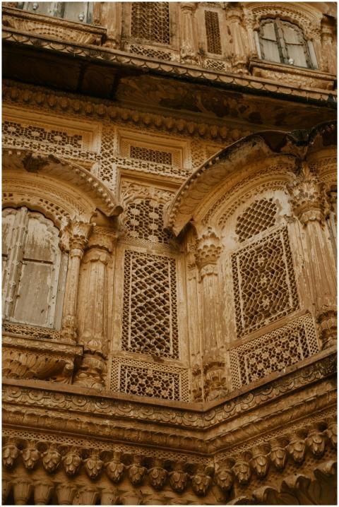 Close-up of the ornate and historic architecture a