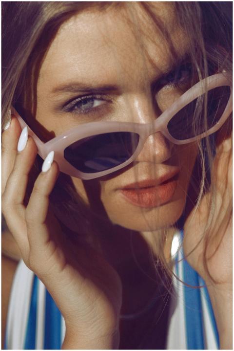 Close-up portrait of a stylish woman in sunglasses