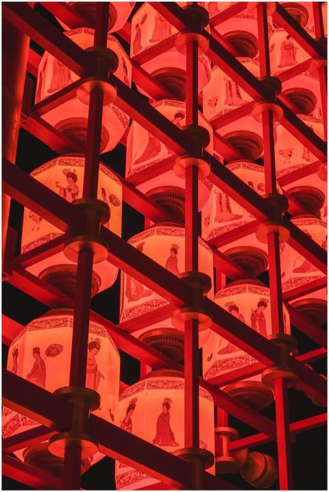 A captivating display of traditional red lanterns
