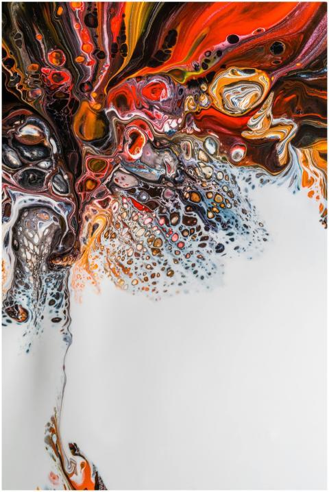 A captivating fluid art piece featuring vibrant sw
