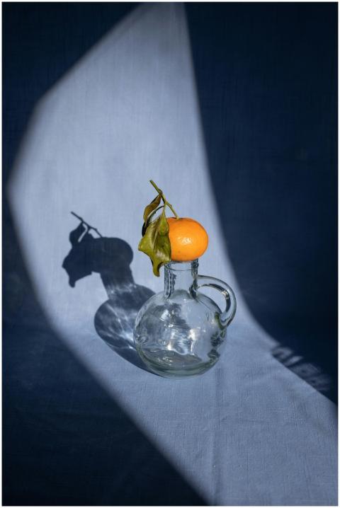 Composition of sweet ripe mandarin placed on trans