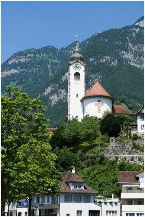 Charming church tower in Altdorf against the sceni