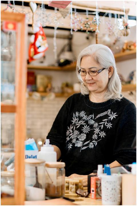 Senior Woman Crafting Cozy