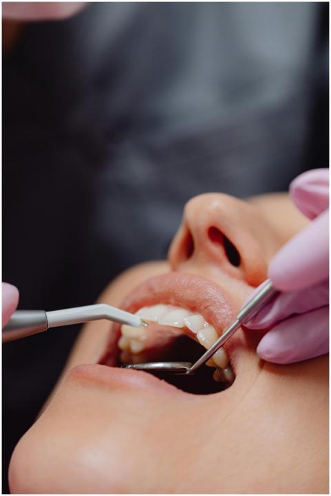 Close-up of dental procedure highlighting hygiene