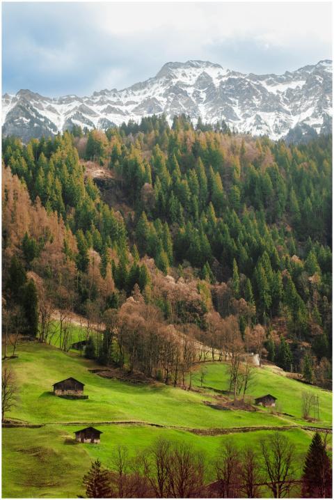 Breathtaking view of Lauterbrunnen valley with sno