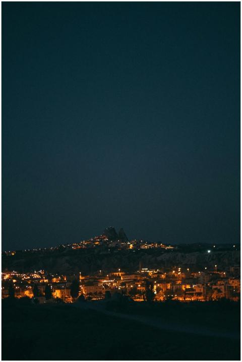A beautiful night view of a city with glowing ligh