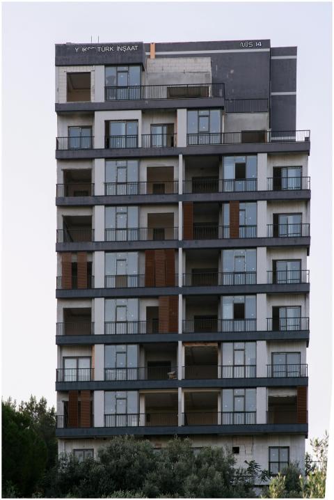 Contemporary urban apartment building exterior in