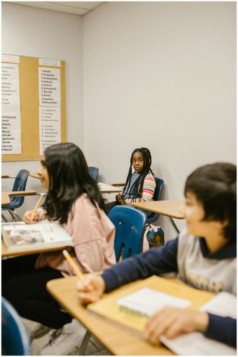 A diverse group of students in a classroom setting